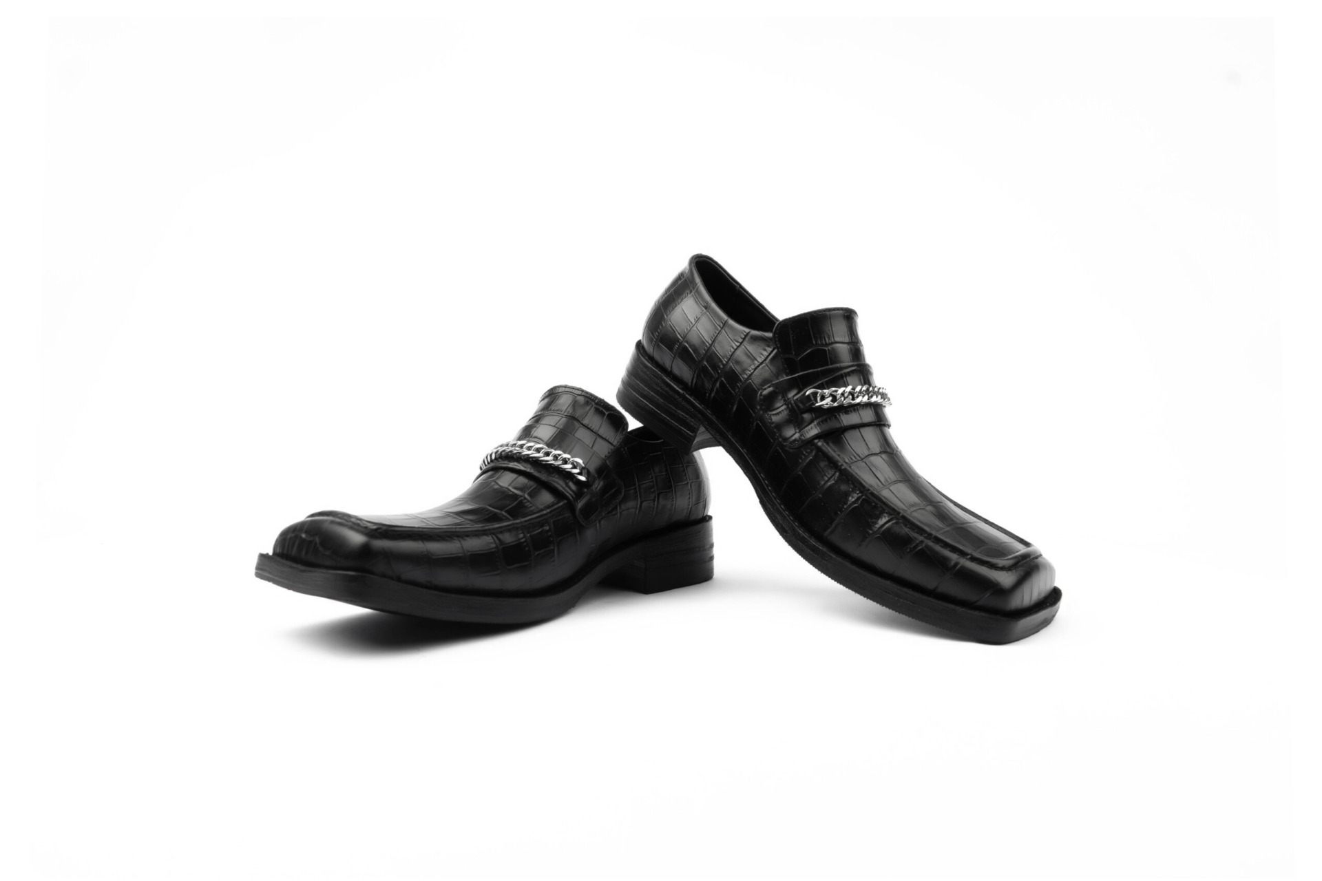 CROCODILE-PRINT SQUARE TOE LOAFER - Ảnh 6